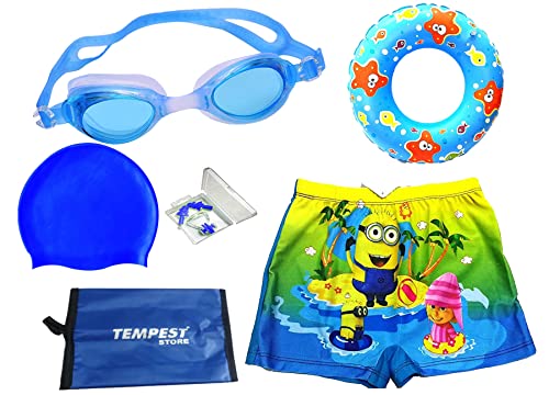 Image of Tempest Boy Swimming Kit with 1 Swimming Shorts | Costume | Trunk Swimming 1 Anti Fog Swimming Goggles 1 Silicone Swimming Cap 1 Nose Clip 2 Ear Plugs