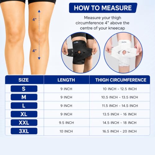 Image of Wonder Care Adjustable Wrap Knee Support Brace, Air Mesh Fabric Knee Brace Cap for Pain Relief, Sports, Arthritis, Running Protection Men Women [White] (1, M)