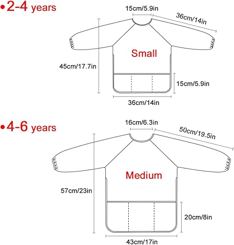 Miniatura 6 de Qilmy Lindas batas de elefante para niños, delantales impermeables para pintura de artistas para edades de 2 a 6 años, A