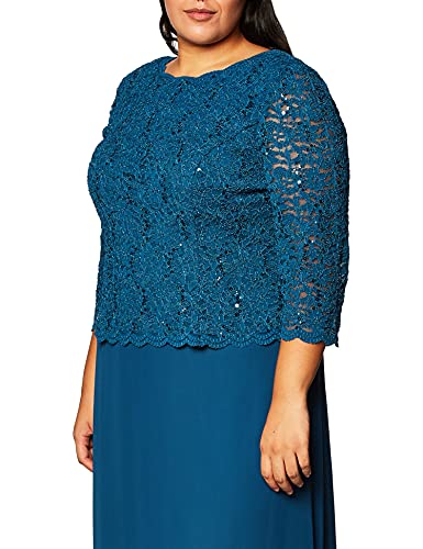 Image of Alex Evenings Women's 3 /4 Sleeve Stretch Lace Bodice Mock One Piece Gown