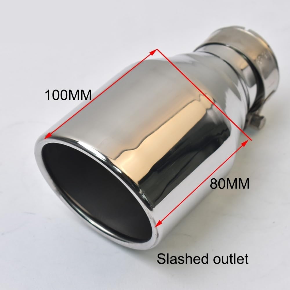 Rura wydechowa samochodu 1 szt. Uniwersalny, rozcięty, kątowy tłumik rury wydechowej ze stali nierdzewnej(IN 57MM OUT 89MM)