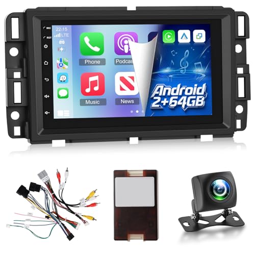 [2+64G] Android Car Stereo for Chevrolet Chevy Silverado GMC Sierra Buick Enclave Yukon: 7 inch Touchscreen Radio with Wireless Carplay & Android Auto, WiFi, GPS, FM/RDS Radio + AHD Backup Camera