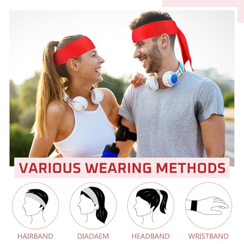 Image of Hiboom 30 Pack Tie Headband Bulk Sports Tennis Head Tie Ninja Karate Tie Back Athletic Sweatbands Adjustable Hair Bands for Women Men Basketball, Football, Soccer, Running, Yoga Workout