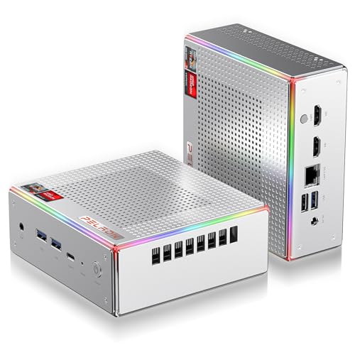 Image of PELADN Mini PC, Ryzen 7 7840HS (8C /16T, Up to 5.1GHz),Radeon 780M 16GB DDR5 /512GB SSD,Dual HDMI /Type-C,Triple-Display,WiFi6, Business Small Desktop PC RGB Light