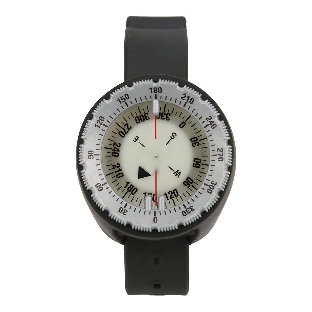 Nunafey Diving Wrist Compass, Underwater Luminous Diving Wrist Compass Lightweight Compass Bracelet Waterproof Compass for Hiking/Diving/Snorkeling/Camping(Grey)