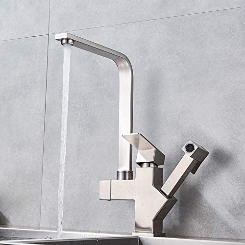 Mitigeur d'évier de cuisine robinet noir pivotant extractible eau chaude froide
