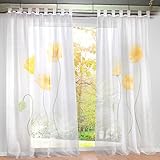 gardine transparent floral Höhe x Breite H*B 245*150cm Thinkbay Floral Schlaufen Gardine Stoffdruck 1er-Pack Vorhang H*B 245 * 150cm Gelb