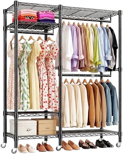 Alt Text for image 1: Close-up of the 350KG Heavy Duty Clothes Rail showing adjustable shelves and hang rails