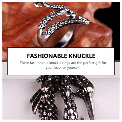 Holibanna 4 anéis vintage estilo punk polvo dragão cobra anéis ajustáveis rock declaração (polvo, ga