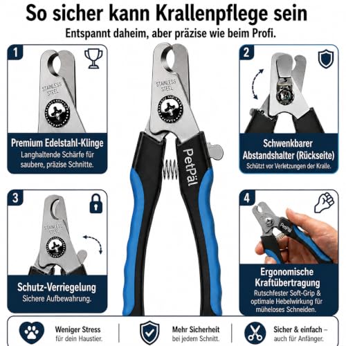 PetPäl Krallenschere für Hunde, Katzen, Kleintiere - In Tiersalon Qualität