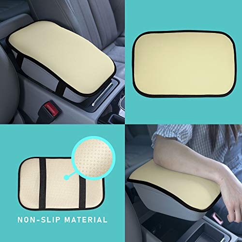 Image of FH Group Neosupreme Beige Flat Pattern Center Console Pad - Water-Resistant Armrest Cover Protector for Cars, SUVs & Trucks