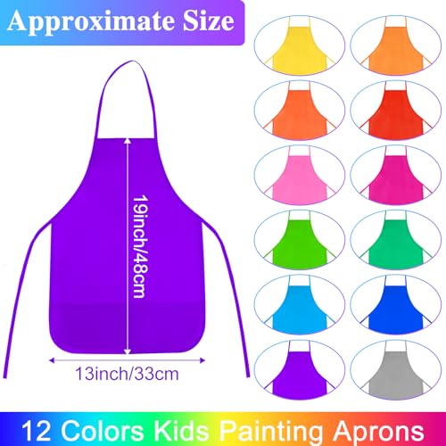 image for BOUBONI Kids Painting Aprons 12 Pieces 12 Colors Kid Art Apron with 2 