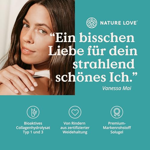 NATURE LOVE® Premium Collagen Pulver - 500g Kollagen - Peptide Type 1 und 3 - von Rindern aus Weidehaltung - Geschmacksneutral - ohne Zuckerzusatz & Süßungsmittel 2