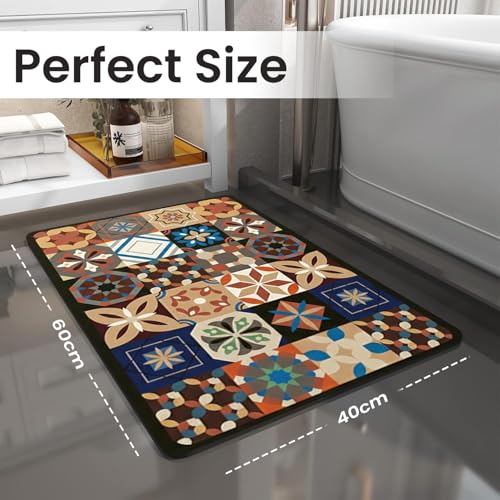 Image of MAXOSHINE PVC Bathroom Mats Anti Slip | Water Absorbent Bath Floor Mat | Quick Dry Anti Skid Bathroom Mats for Home | Door Mat for Wet Area 40x60 CM (Moroccan Drk-Brown)
