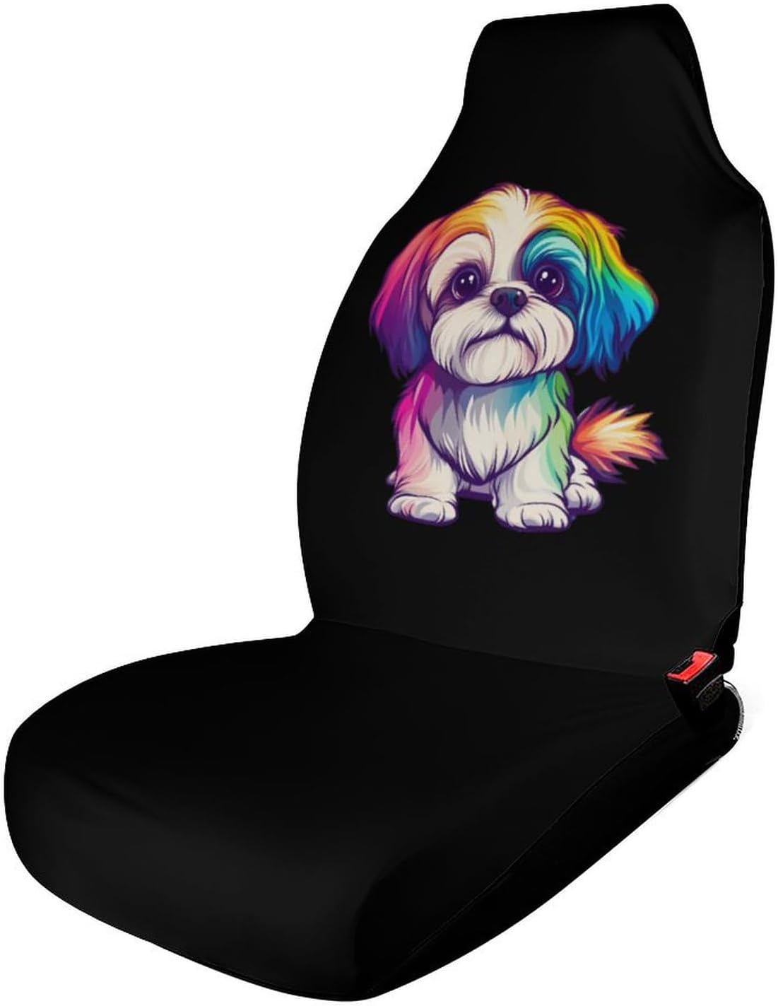 Colorful Shih Tzu Car Seat Covers Universal Car Front Seats Protector Auto Interior Accessories 1PCS