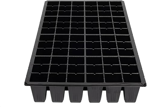 SUNPACK 21" x 11" Heavy Duty 72-Cell Square Insert Tray, Black, 2.5" - Ideal for Greenhouses or Indoor Gardening - Holds Up to 72 Different Seeds