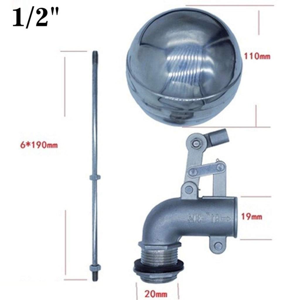 Valvola a galleggiante, Valvola a sfera galleggiante in acciaio inossidabile da 1/2" 3/4" 1", valvola a galleggiante regolabile, gomito a gomito for serbatoio dell'acqua, controllo del flusso, cistern