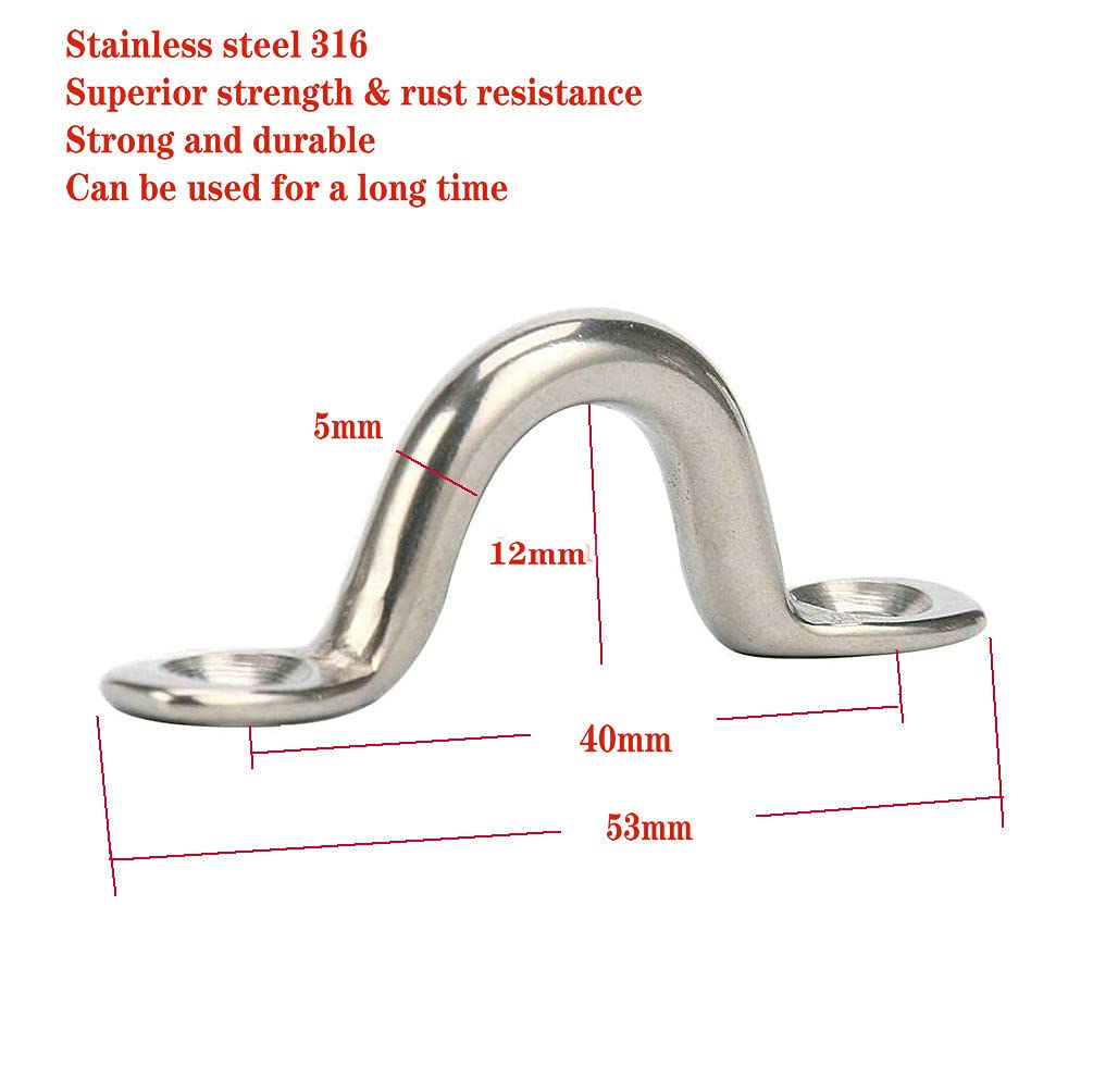 Pack Of 6 Stainless Steel Bimini Boat Top PAD EYE , Eye Straps, Tie