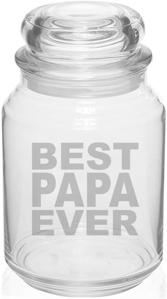 MIP 26 oz Glass Candy Jar Gift BEST PAPA EVER