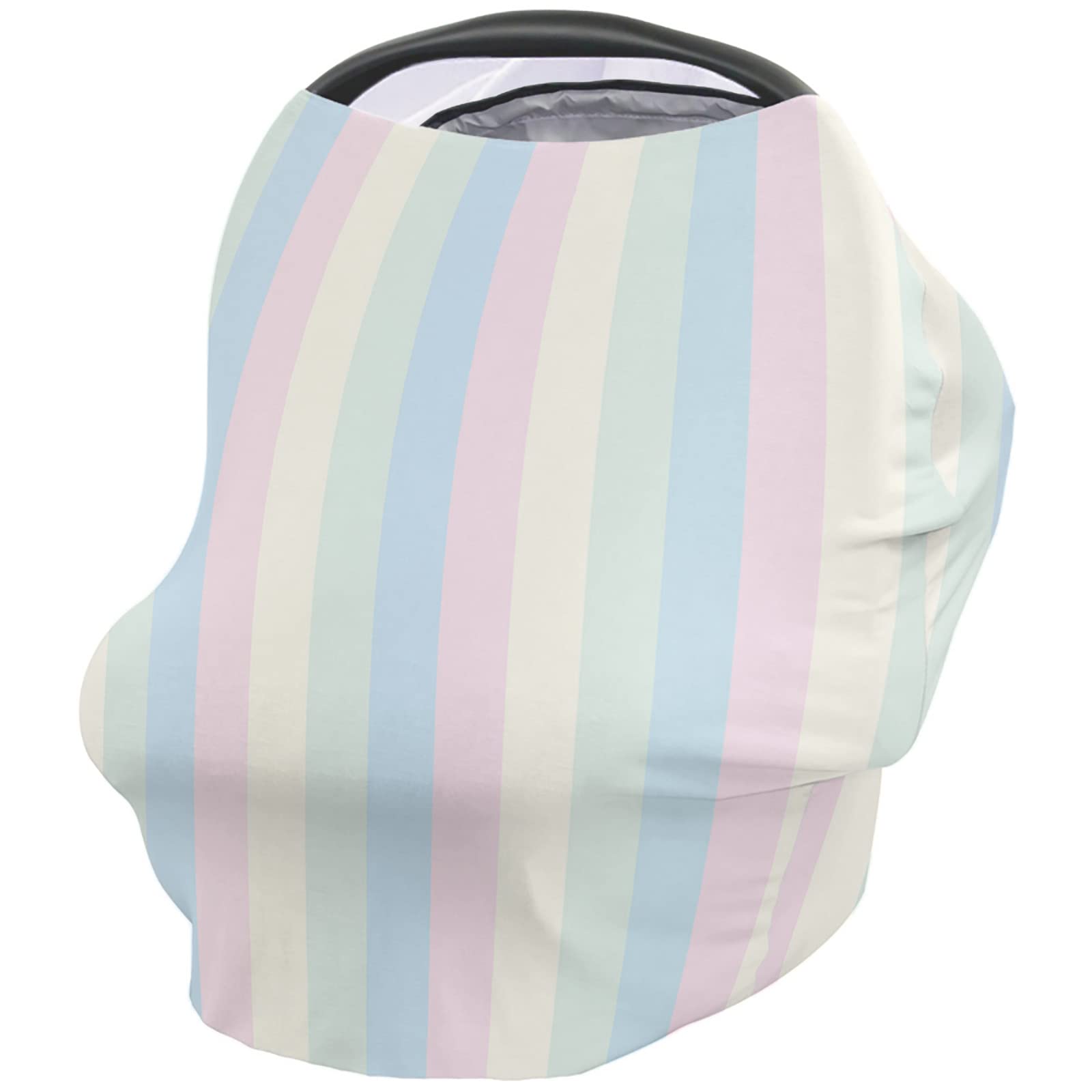 Nursing Cover for Breastfeeding Scarf, Pink Yellow Green Blue Striped Color Block Baby Car Covers Super Soft Multi Use for Canopy Shopping Cart Cover Blanket Stroller Cover