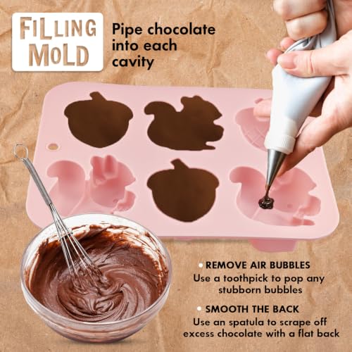 Image of 2PCS Thanksgiving Silicone Molds, 6-Cavity Acorn Squirrel Fall Molds