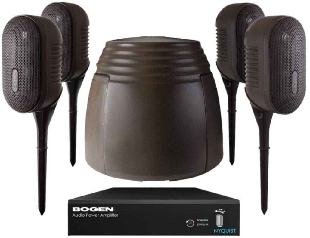 NEARSCAPES4.1DSP Outdoor Audio System; Includes: (1) IGS100M Outdoor Subwoofer, (4) LB4TM Outdoor Loudspeaker, (1) NQ-A2120-G2 Power Amplifier & (4) GS4 Ground Stake w/Stainless Steel Screws