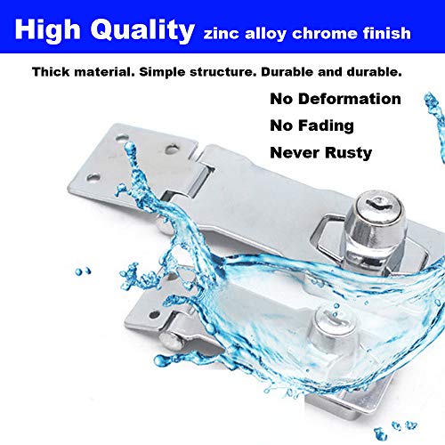 Image of 2Pcs Keyed Hasp Locks 4 inch x 1-5 /8 inch Catch Latch Safety Lock Door Lock with Key