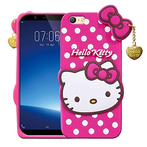Image of Unirock Hello Kitty Back Case Cover for Vivo Y71| 3D Cute Hello Kitty Case |Soft Silicone Rubber Back Cover with Pendant Kitty Cover for Vivo Y71 (Pink)