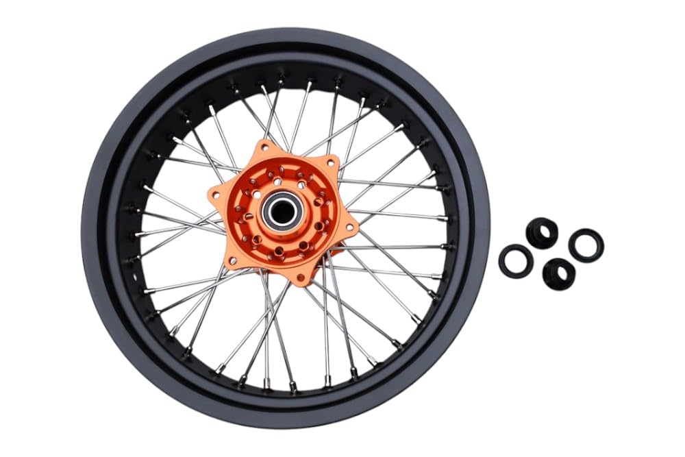 avdb -moto felga/szprychy, koło tylne 15" x 17" kompatybilne z KTM SX 300 2023-2024, SXF 250 2023-2024, SXF 350 2023-2024, HUSQVARNA FC 450 2023-2024, GAS EX 250 EX 252024-X Supermoto (pomarańczowy)