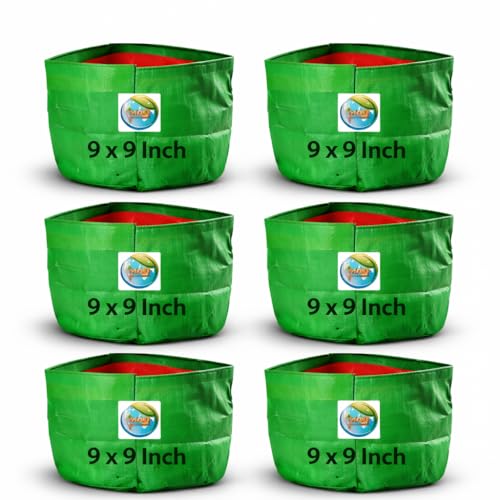 Image of MASHKI 9 inch x 9 inch HDPE Garden Green Grow Bags - Perfect for Home Gardening in Terrace Balconies Plant Bags (5)