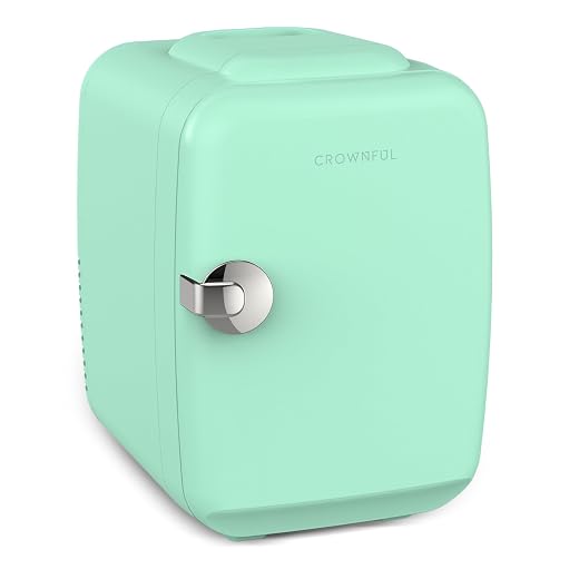 CROWNFUL Mini Fridge, 4 Liter/6 Can Portable Cooler and Warmer Personal Refrigerator for Skin Care, Cosmetics, Beverage, Food,Great for Bedroom, Office, Car, Dorm, ETL Listed (Green)