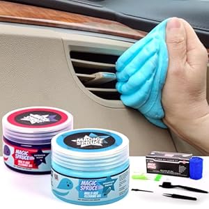 ToysButty Car Cleaning Gel Kit Supplies for Car Interior Detailing, 2 Pots Car Slime Cleaner, 4 Anti-Static Detailing Brushes, Vent cleaner Duster tools, Auto Dust, Pc Laptop, Keyboard Cleaner Putty