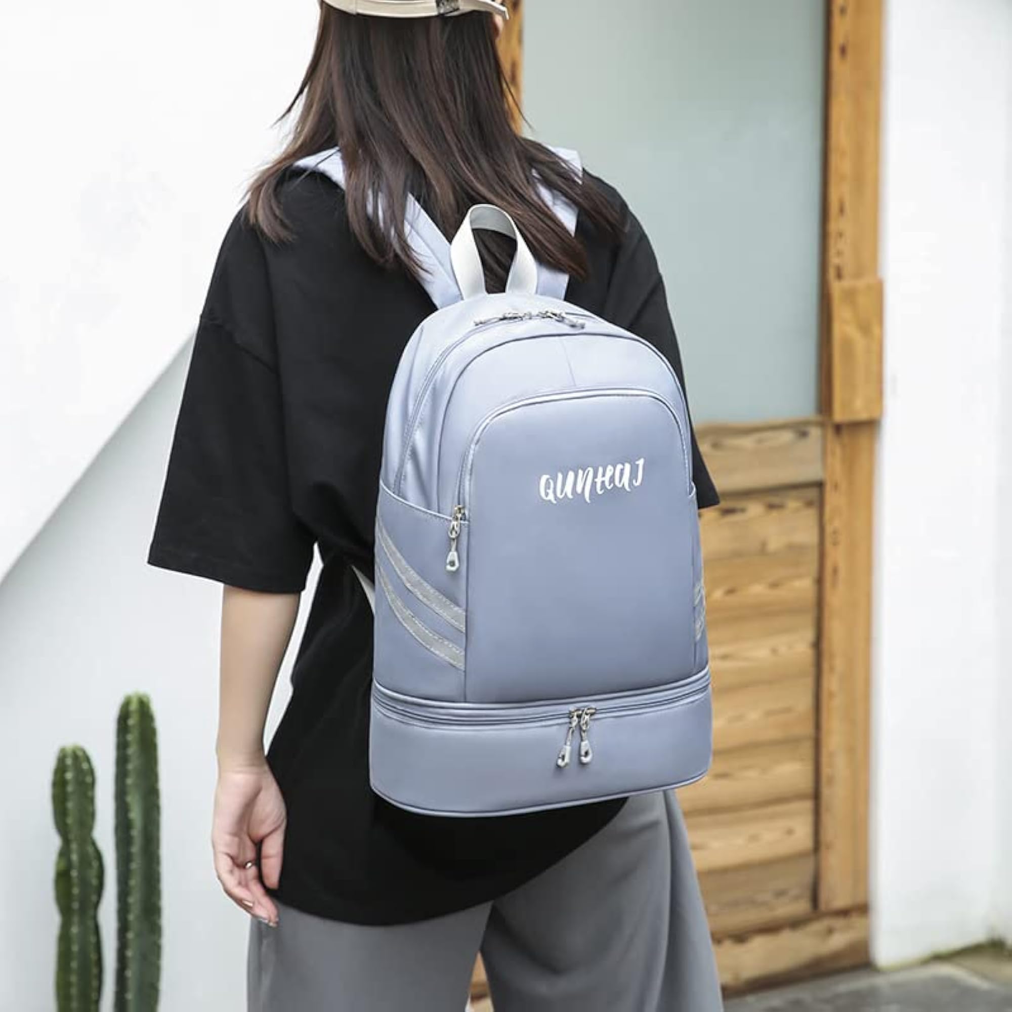 Sports Backpack with Shoe Compartment, Reflective Design