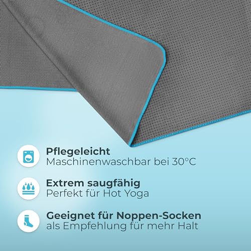 NirvanaShape Yoga Handtuch rutschfest | Hot Yoga Towel mit Antirutsch-Noppen | hygienische Yogatuch-Auflage für Yogamatte [ 185 x 63 cm ]