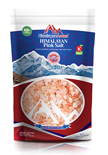 Gourmet Himalayan Pink Salt, 2.2 lbs, Coarse Grain, For Grinders & Mills, Bath Salt, Sea Salt, Pink Himalayan Salt, Essential Minerals & Nutrients Dense, Kosher Certified, Resealable Bag, Packaged in USA