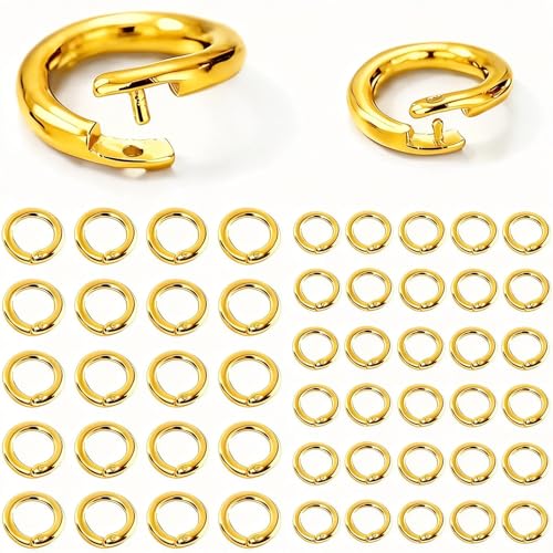 50pcs Anti-Loss Thick Jump Rings for Jewelry Making 18K Gold Plated 1