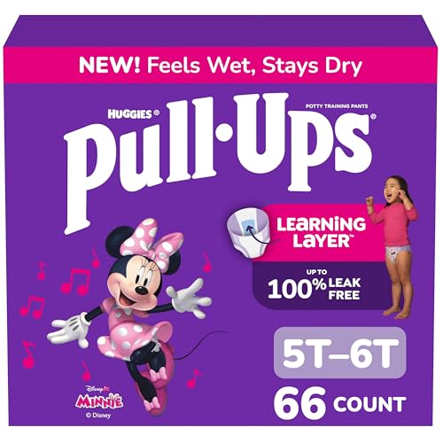 Image of Pull-Ups Girls' Potty Training Pants, Size 5T-6T Training Underwear (46+ lbs), 66 Count