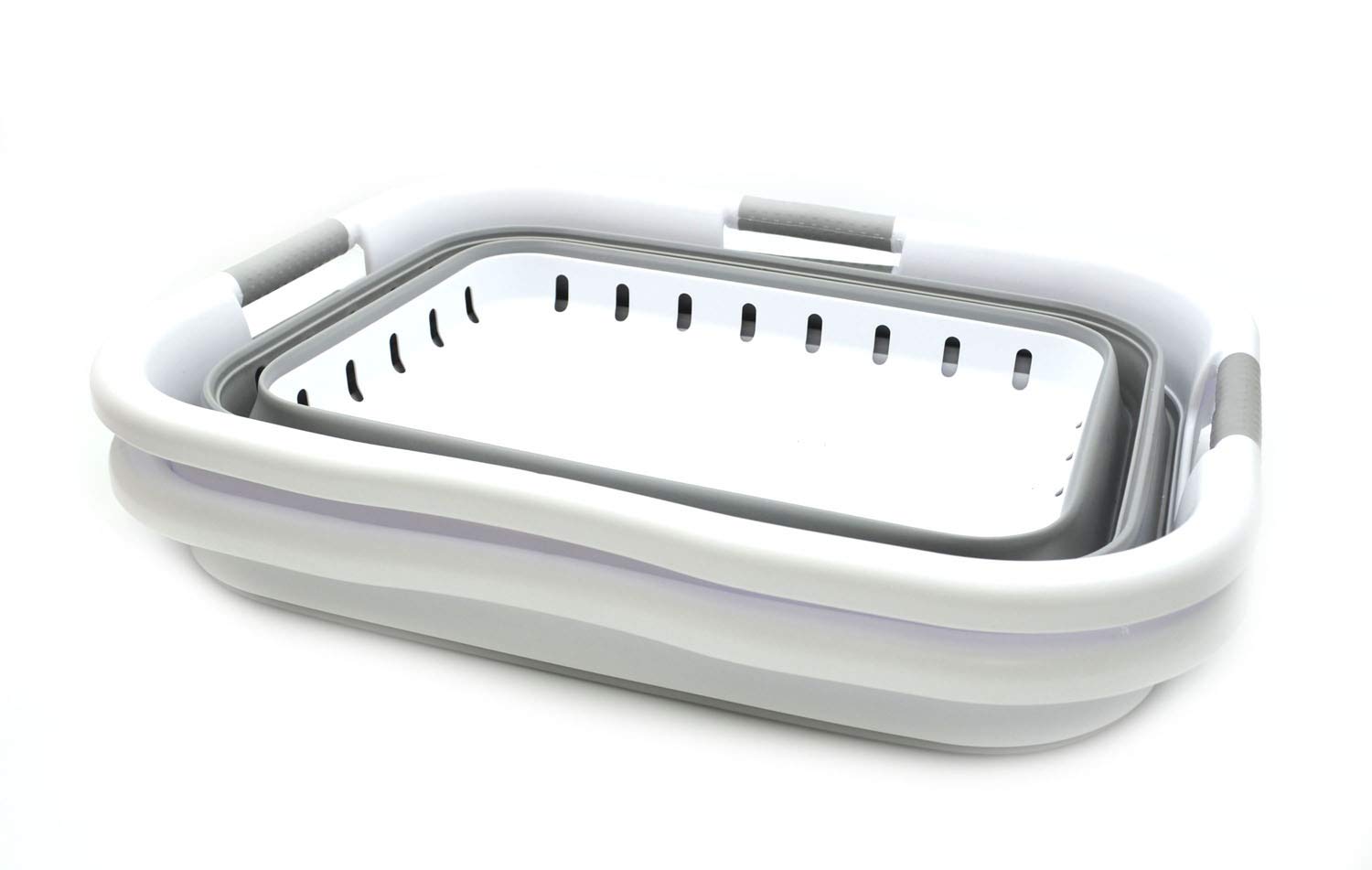 Conjunto de 2 Canasta plegable de plástico con 3 asas para la ropa sucia; organizador/contenedor de almacenamiento plegable y desplegable; cesto/canasta para ahorro de espacio 3