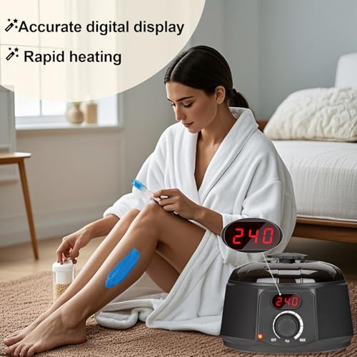 Kit de depilação, kit de cera dura Hovacota digital com acessórios para mulheres e homens, incluindo