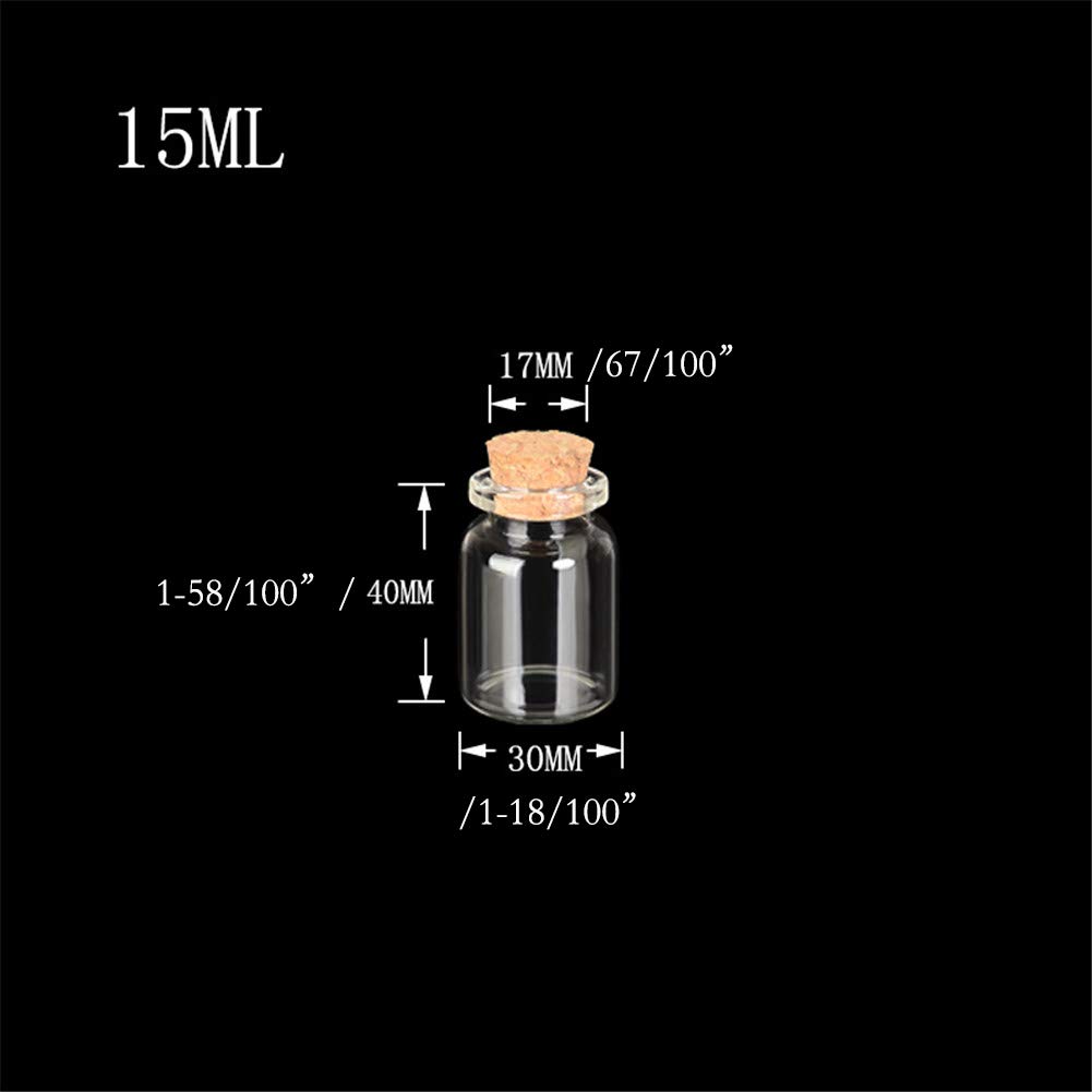 Mini Botellas de Vidrio Transparentes con Corcho 15ml - 12pcs