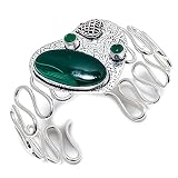 Crystalshop Malachite, Green Onyx Gemstone Handmade 925 Silver Cuff Bracelet Adjustable AQ-3889