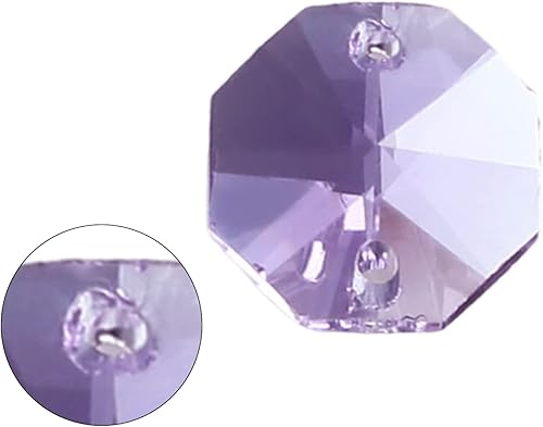Miniatura 9 de Bettomshin - 30 atrapasoles de cristal, colgantes octogonales de prisma rosa de 0.551 in0.55 pulgadas, candelabros de joyería con cuentas de cristal