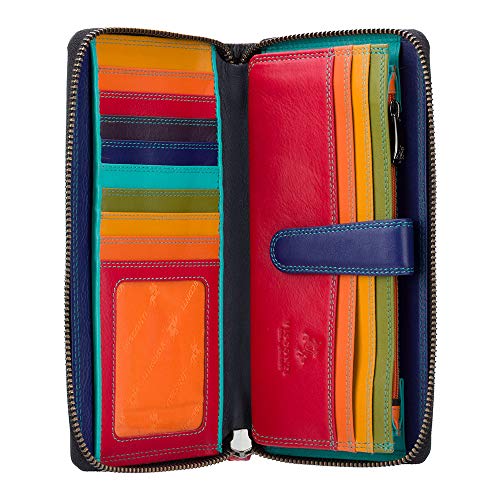 Visconti Multi Colored Soft Leather Ladies Wallet Purse Clutch -Spectrum 33 (Black Multi) #TOP1