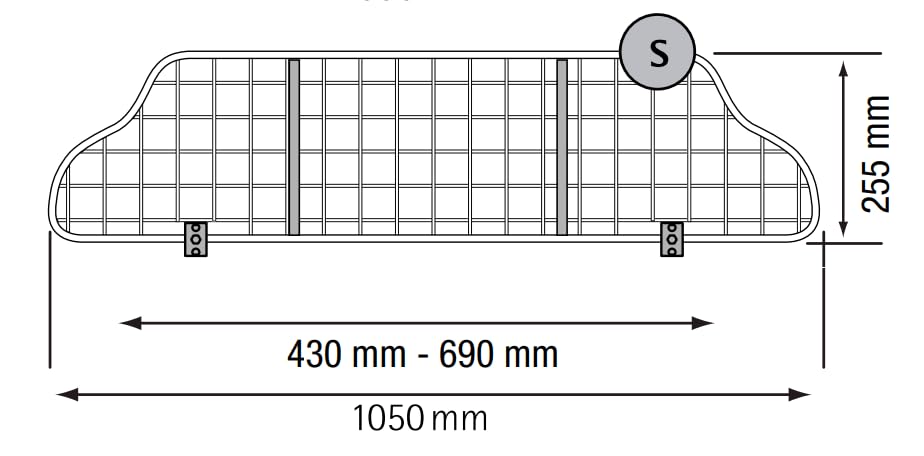 Kleinmetall TraficGard 21008003 Hundegitter Größe S, Crash-getestet nach UN-R126 (1050 mm x H 255 mm)