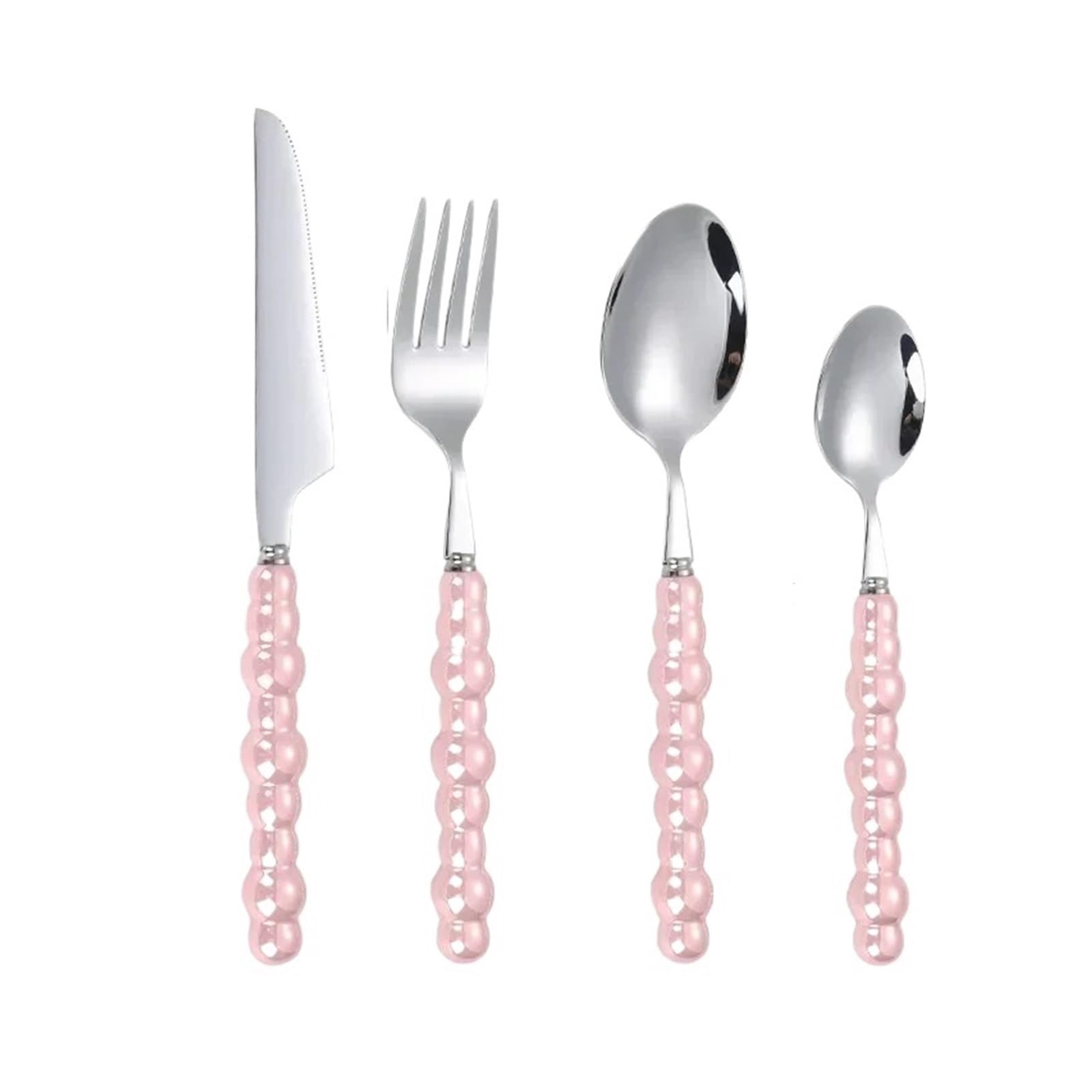 Juego de cubiertos de alta calidad de 4 piezas en color rosa exclusivo