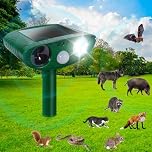 PQETBV Ahuyentador de Gatos Exterior, Ultrasónico Repelente de Zorros Solar con Luz LED, 8m 120° IPX4 Impermeable Aullentador de Animales para Gatos Zorros Martas Mapaches Perros