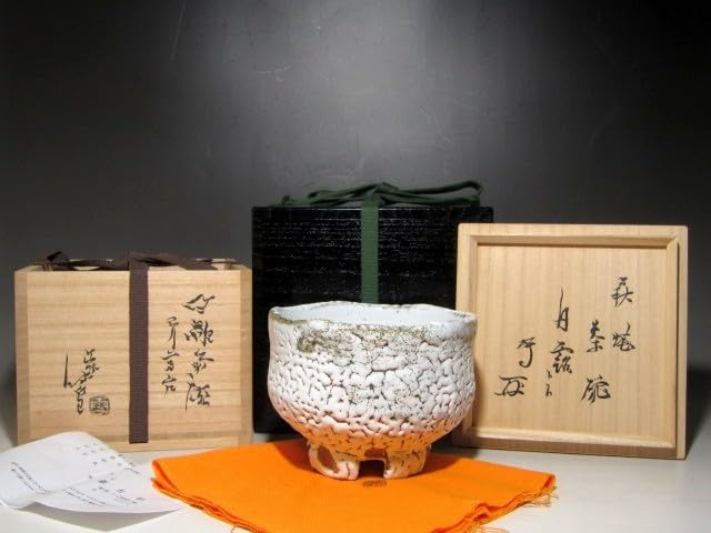 ☆人間国宝十一代三輪休雪 白萩茶碗【雲龍】☆武者小路宮