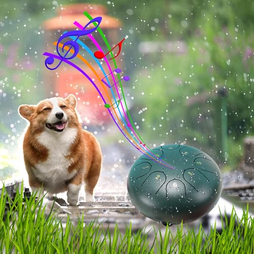 Blue Chakra Drum para jardín - 6 pulgadas, 8 notas, campana de lluvia impermeable miniatura 2