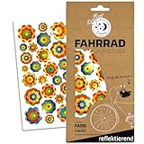 Blumen Aufkleber Fahrrad - Reflektor -Farbviereck® Hippie Sticker Flower Power Retro Style70er JahrePril Blumen Prilblumen reflektierende Fahrradaufkleber Outdoor Wetterfest Dekor | R0036