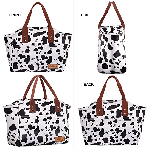 Homespon Fashionable Tote Reusable Insulated Lunch Bag Cooler Box With Pockets For Woman Man Work Shopping Or Travel(Cow) #TOP6